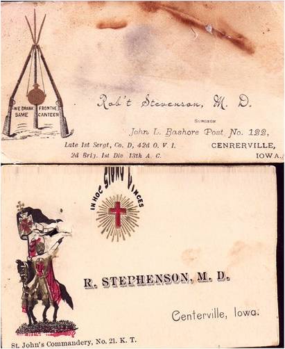 Dr. Robert Stephenson's calling cards